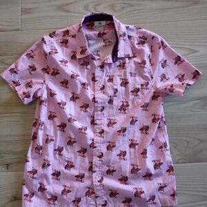 Disney Parks Inside Out Bing Bong Button Down Shirt Men's Medium Short Sleeve
